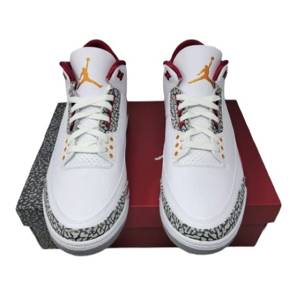 Nike Air Jordan 3 Retro Cardinal Red W7 White - Picture 2 of 6